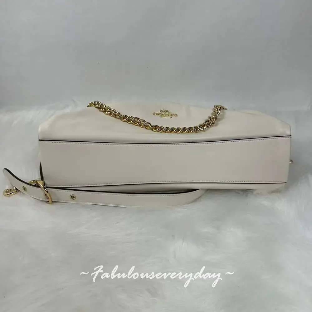 Coach 2 Straps Faye Large Shoulder Bag In Leather/Gold/Chalk CCE68 NWT